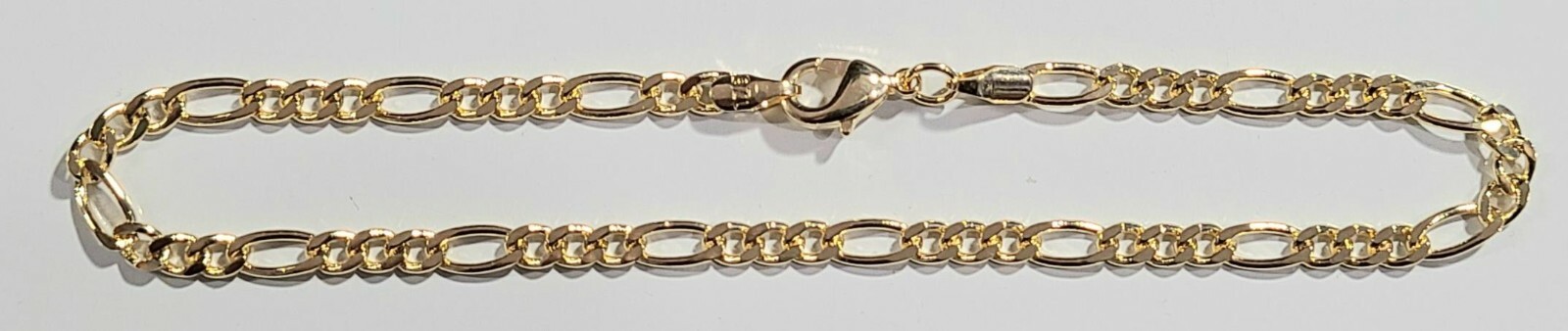 Ankle Bracelet Figaro Link 10 inch Long Gold Filled 4mm Wide Anklet # 31