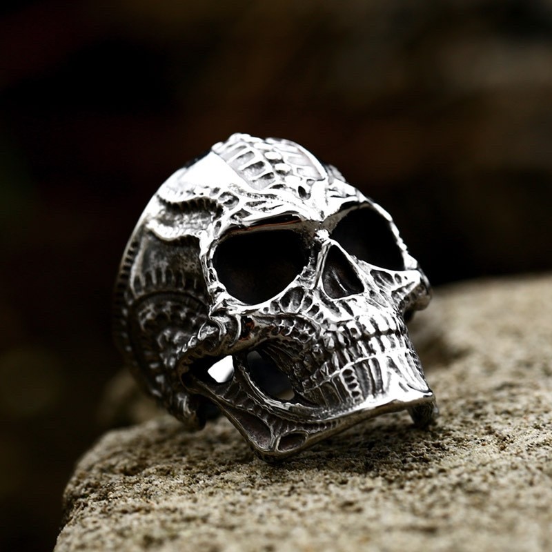 MENDEL Mens Gothic Stainless Steel Biker Skull Ring Men Size 7 8 9 10 11 12 15