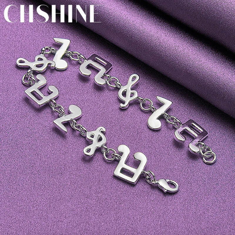 CHSHINE 925 Sterling Silver Musical Note Chain Bracelet For Women Charm Jewelry