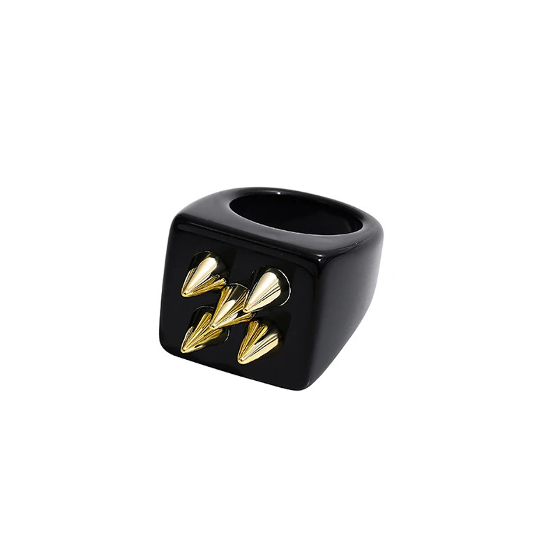 Resin Chunky Ring Geometric Square Round Knuckle Bold Band Women Jewelry