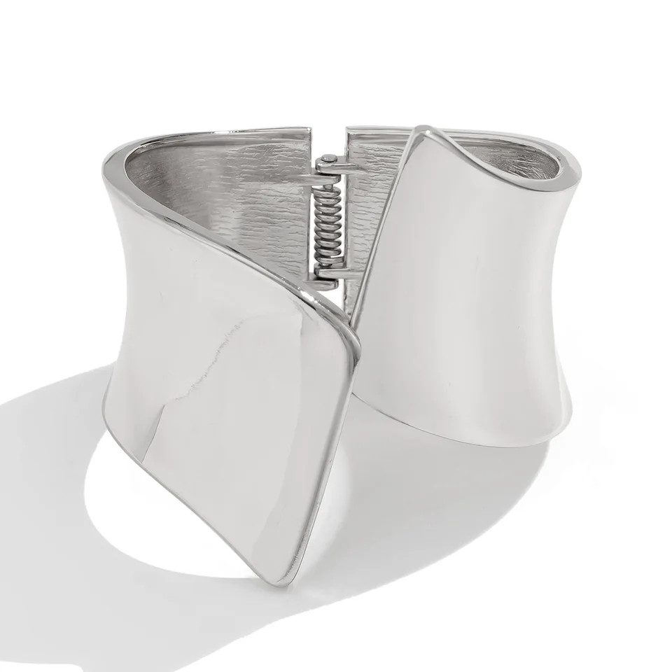 Alloy Open Cuff Bangle Bracelet Irregular Chunky Wide Silver Gold Tone Jewelry