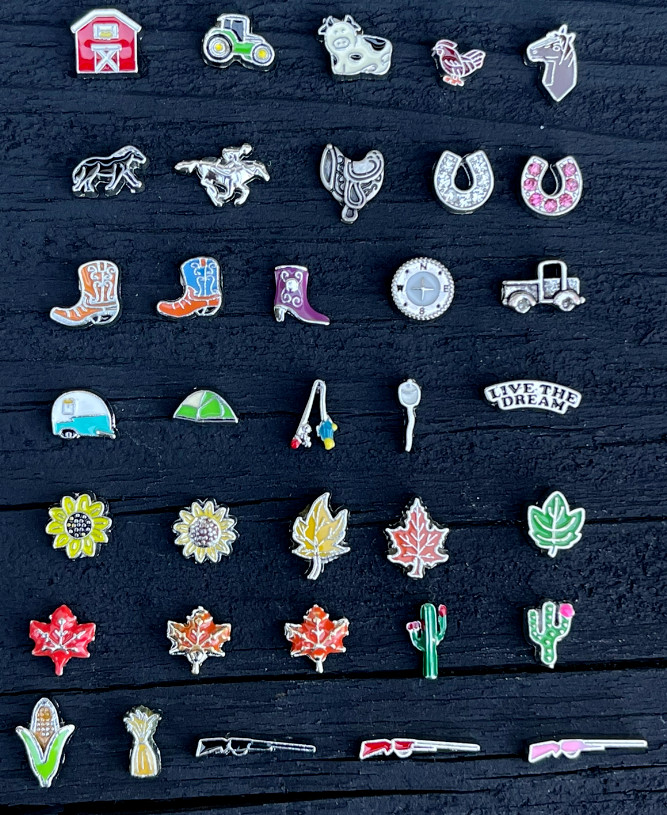 Floating Charms Country Farm Cowboy Animals Boot Camping for Glass Lockets