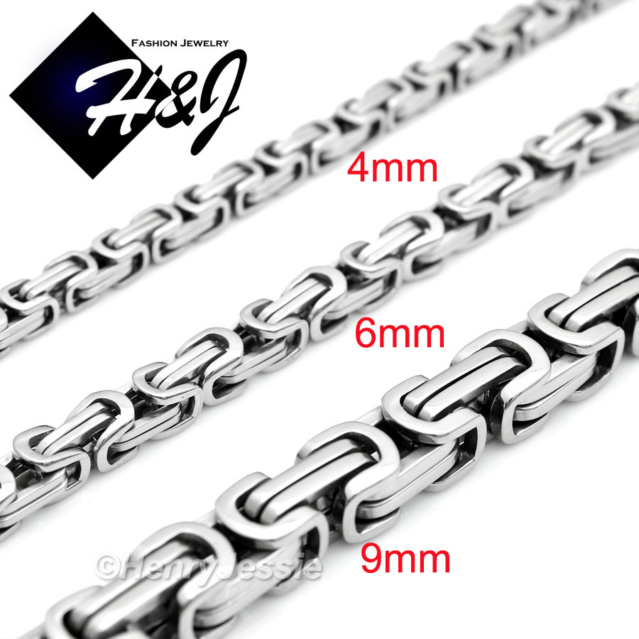 30″MEN Stainless Steel 9mm Silver Byzantine Box Link Chain CZ Cross Pendant*L5