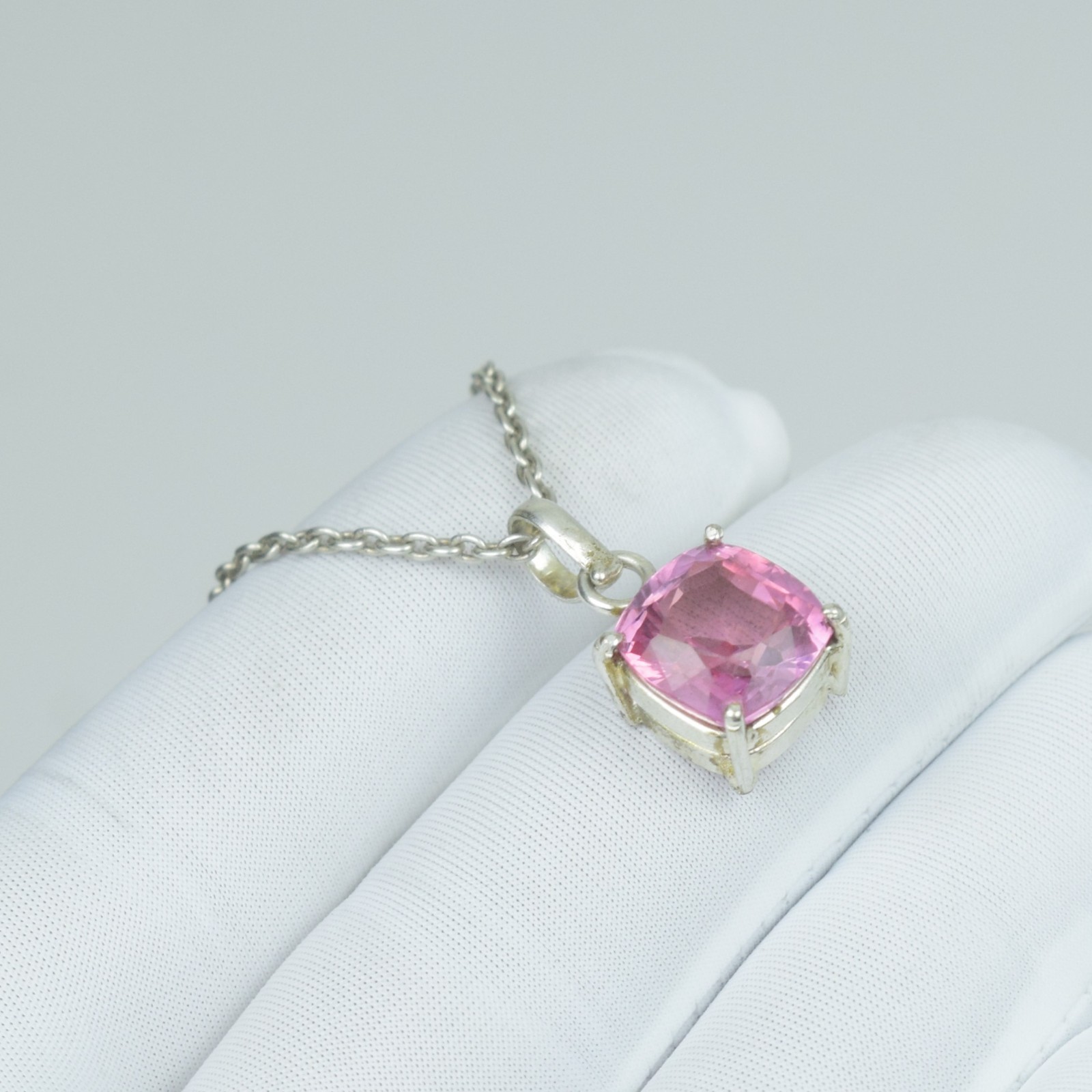 Pink Kunzite Necklace Jewelry, Minimalist Gift Pendant, 16Ct 925 Sterling Silver