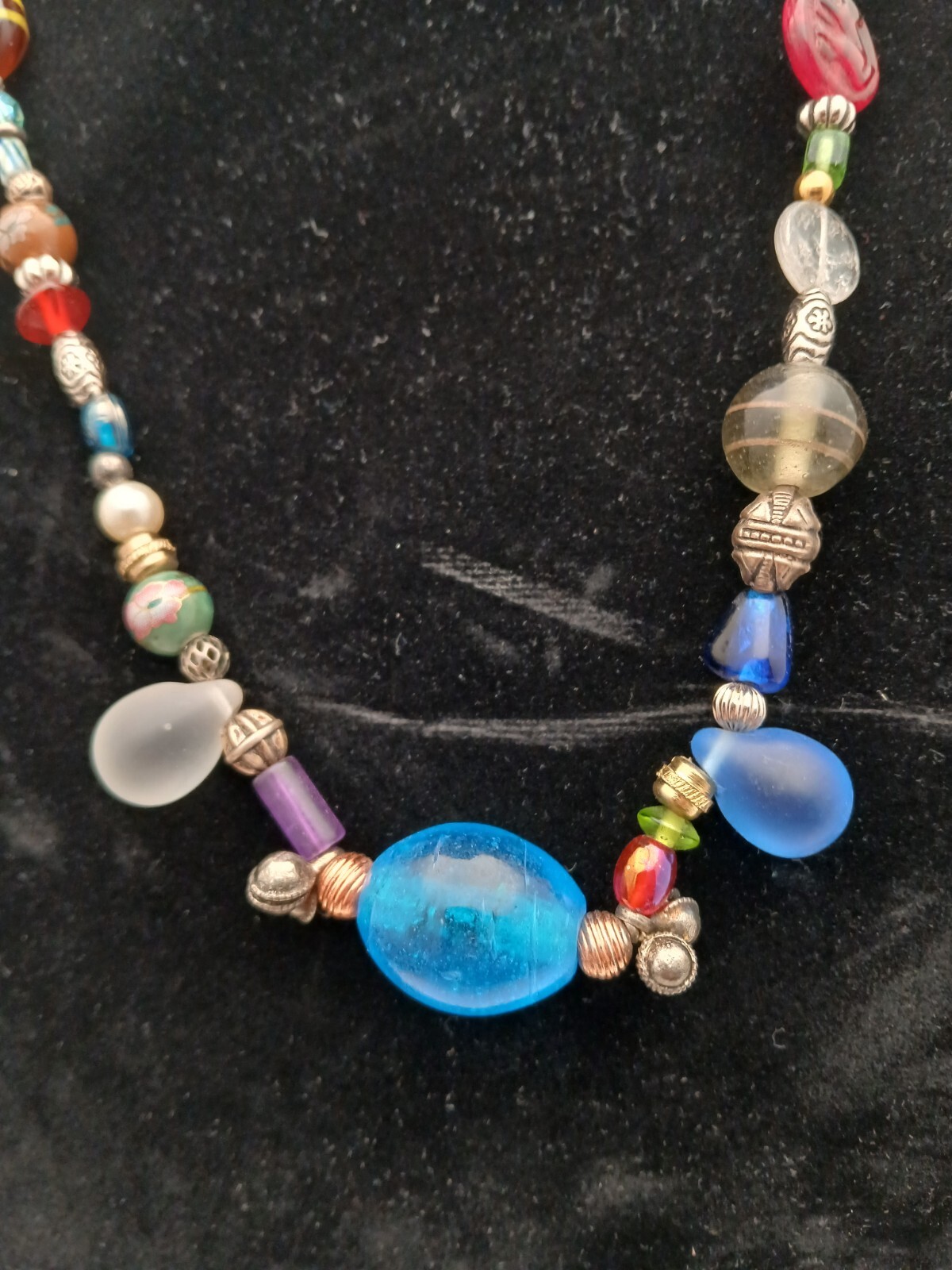 Glass Beaded Multicolor Necklace Different Shapes