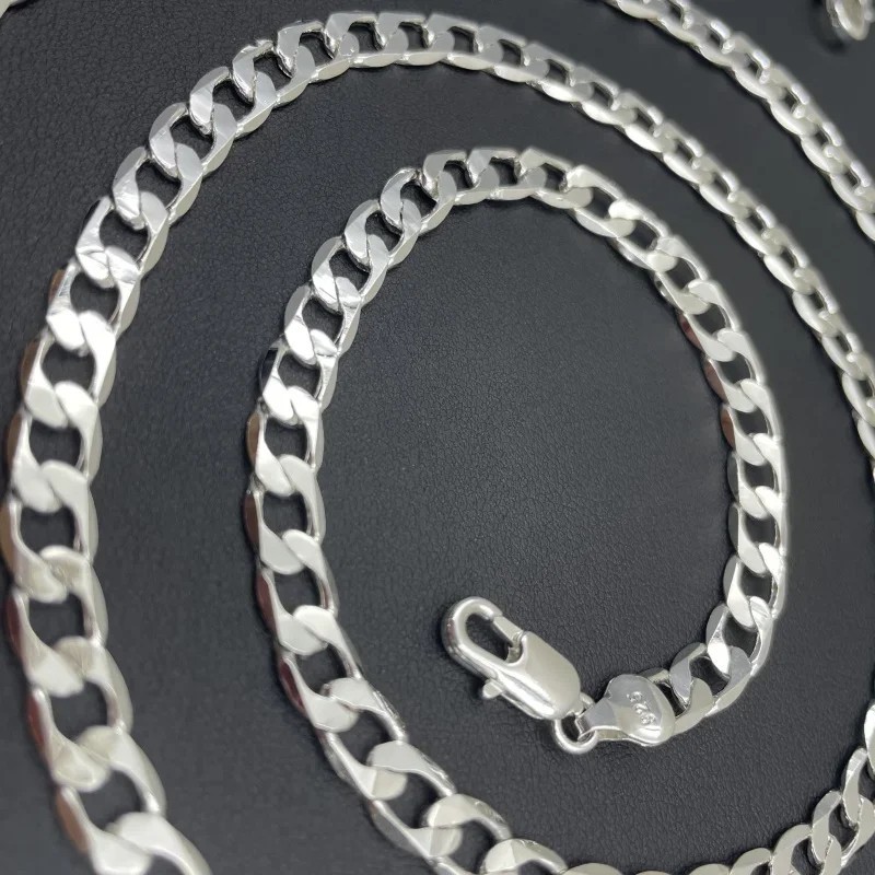925 Sterling Silver Chain Curb For Men&Women Necklace 2mm to 12mm / 16″ to 30″