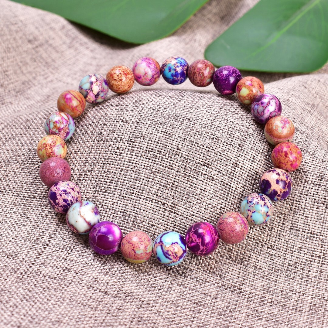 Galaxy Sea Sediment Jasper 10mm Bead Healing Balance Reiki Stretch Bracelet Gift