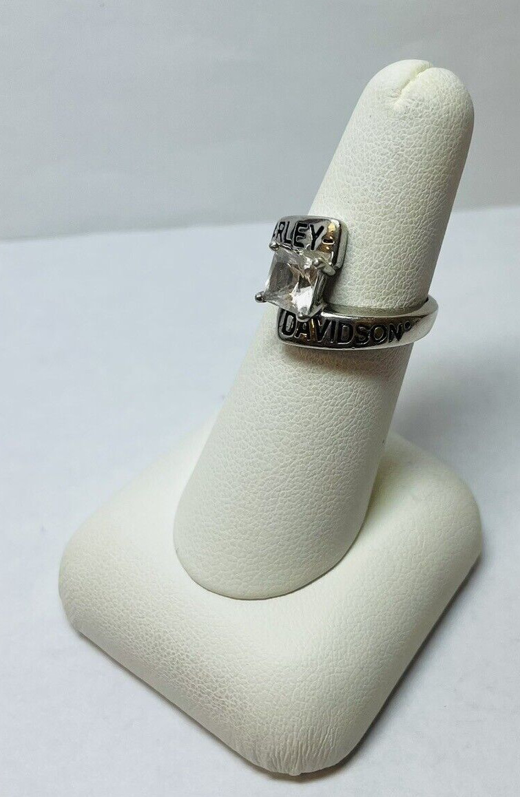Harley Davidson Sterling 925 Silver CZ Engagement Ring Sz 6 – .14