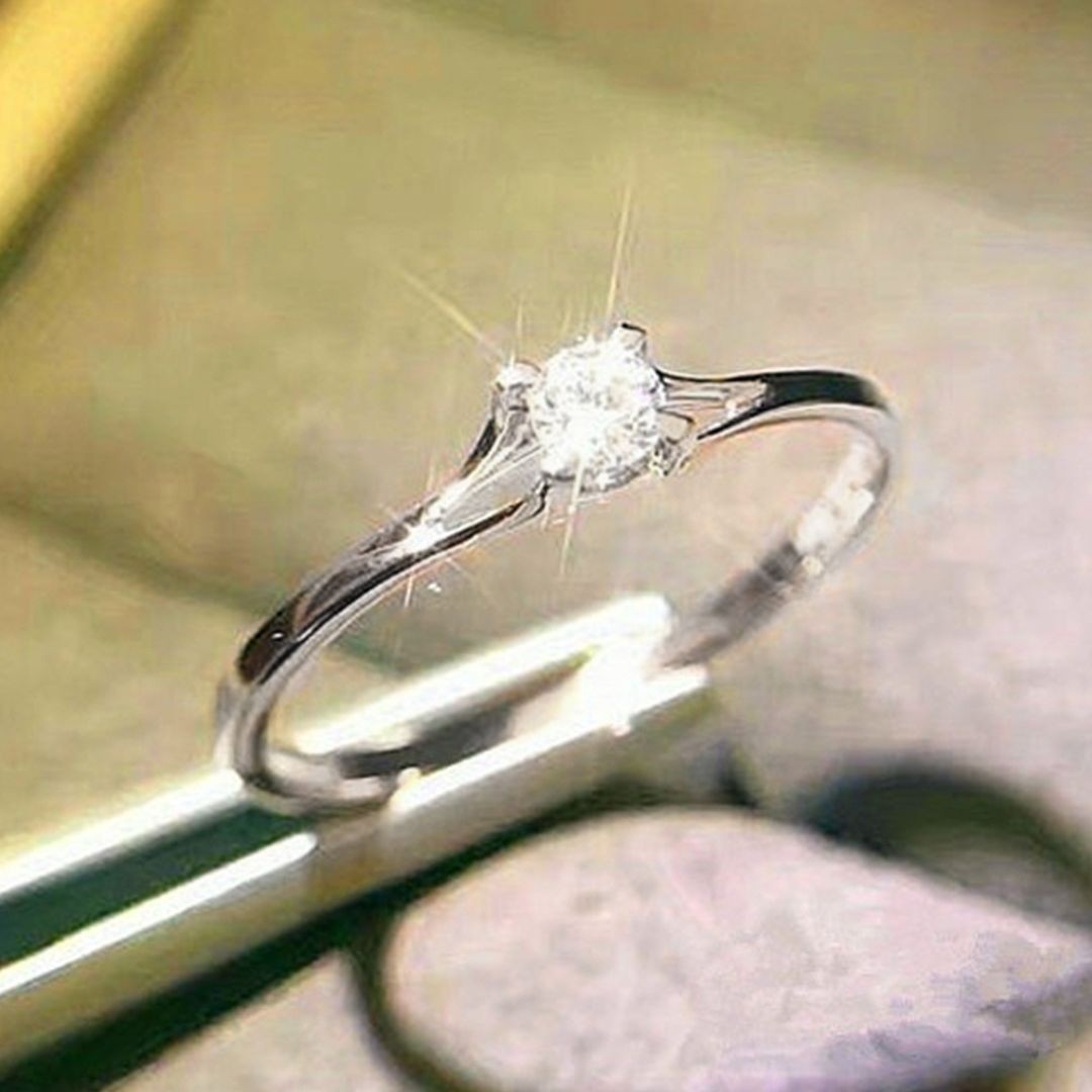 2 Colors Classic Women 14K Gold Plated Sparkling CZ Band Ring Wedding Engagement