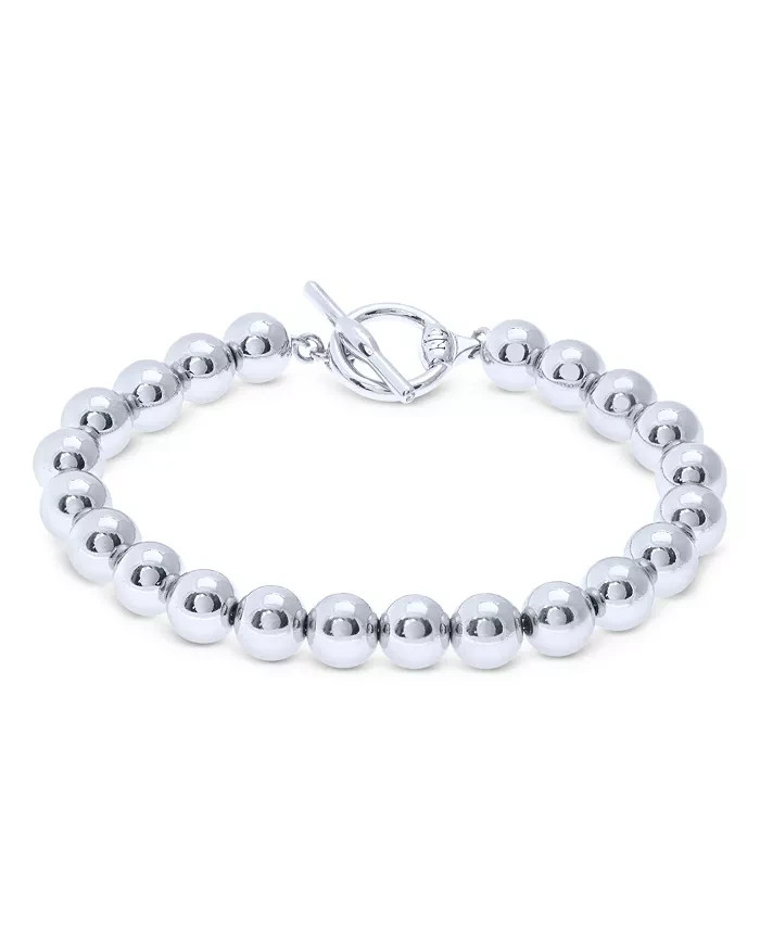 Lauren Ralph Lauren Silver-Tone Bead (8 Mm) Bracelet – Sterling silver-plated