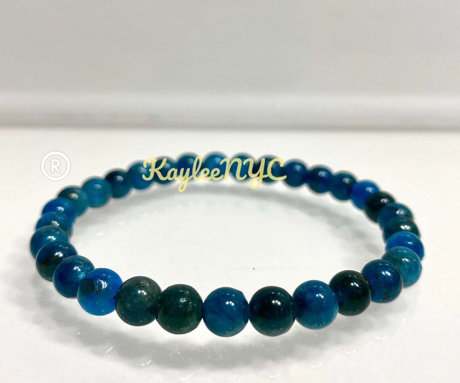 Wholesale Lot 6 Pcs Natural Apatite 6mm 7.5” Crystal Healing Stretch Bracelet