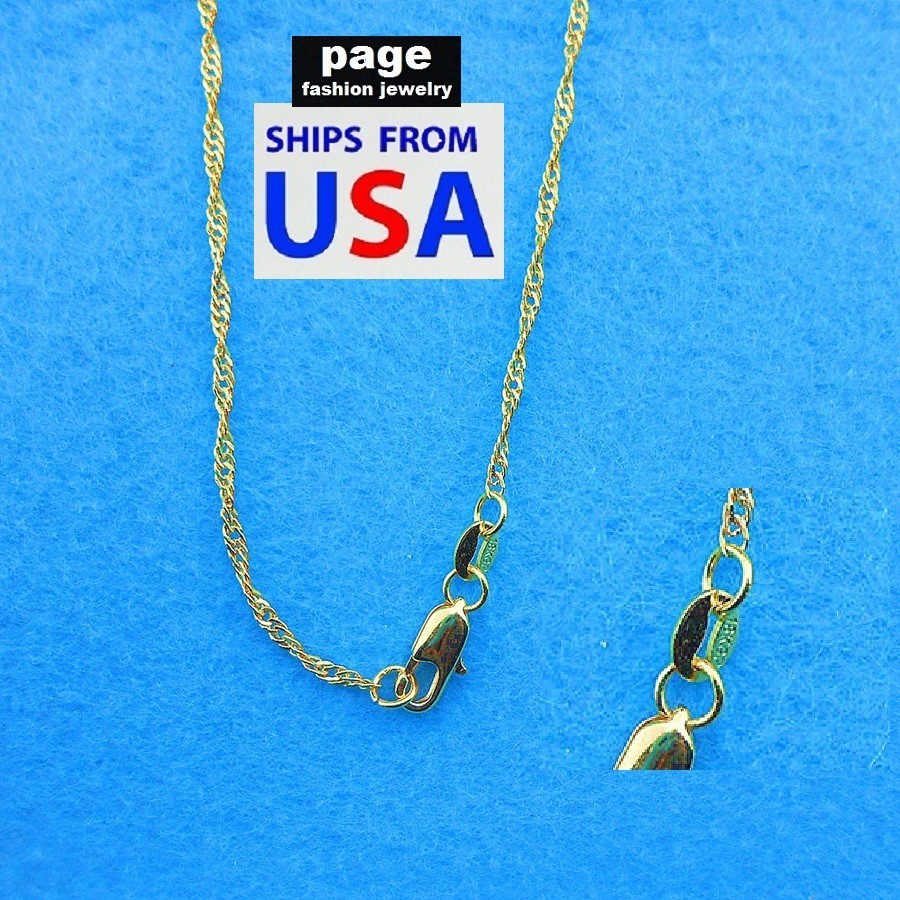 Women’s Girl’s 18″ Water Wave 2mm Chain Necklace 18K Yellow Gold Filled Jewelry