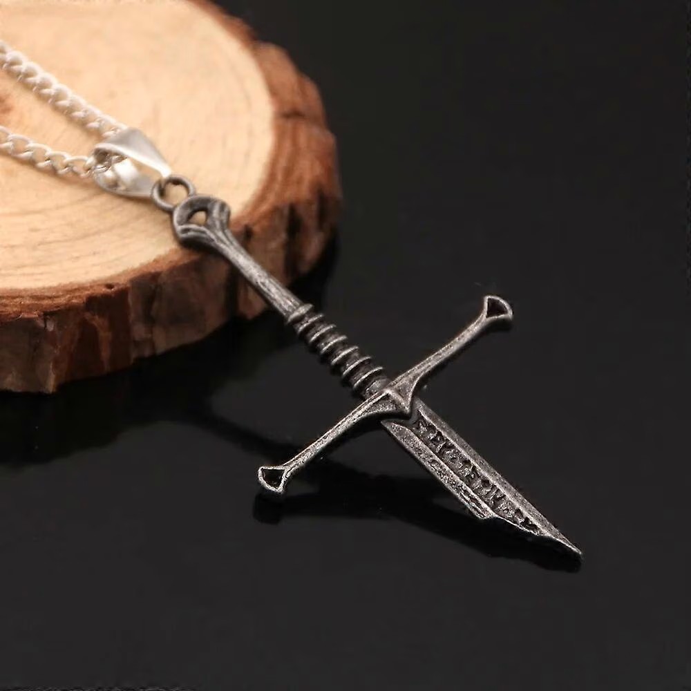 Medieval Sword Cross Pendant Necklace Gothic Knight Templar Dagger Charm