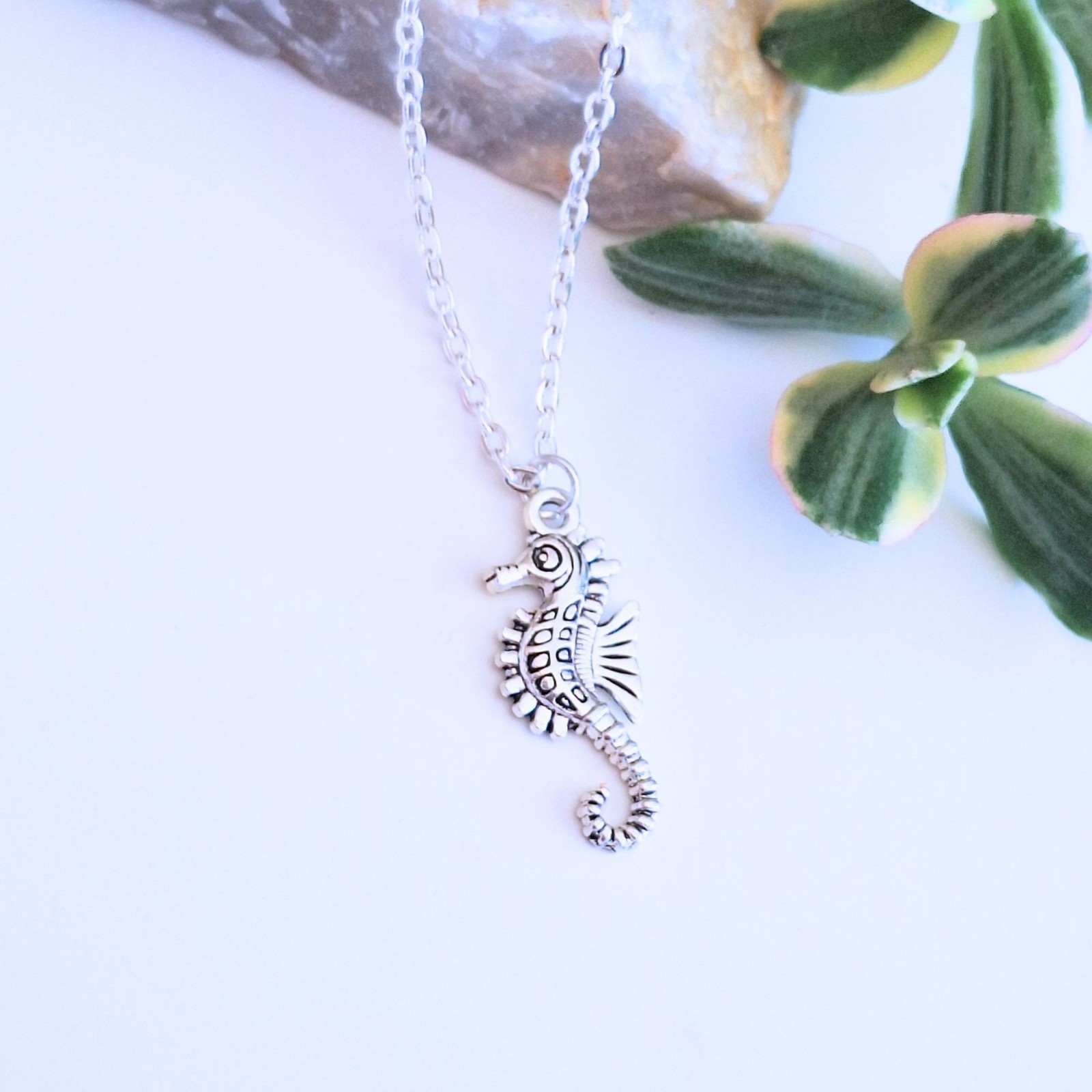 Seahorse necklace Beach Jewellery Nautical Charm Silver Plated Stainless Steel