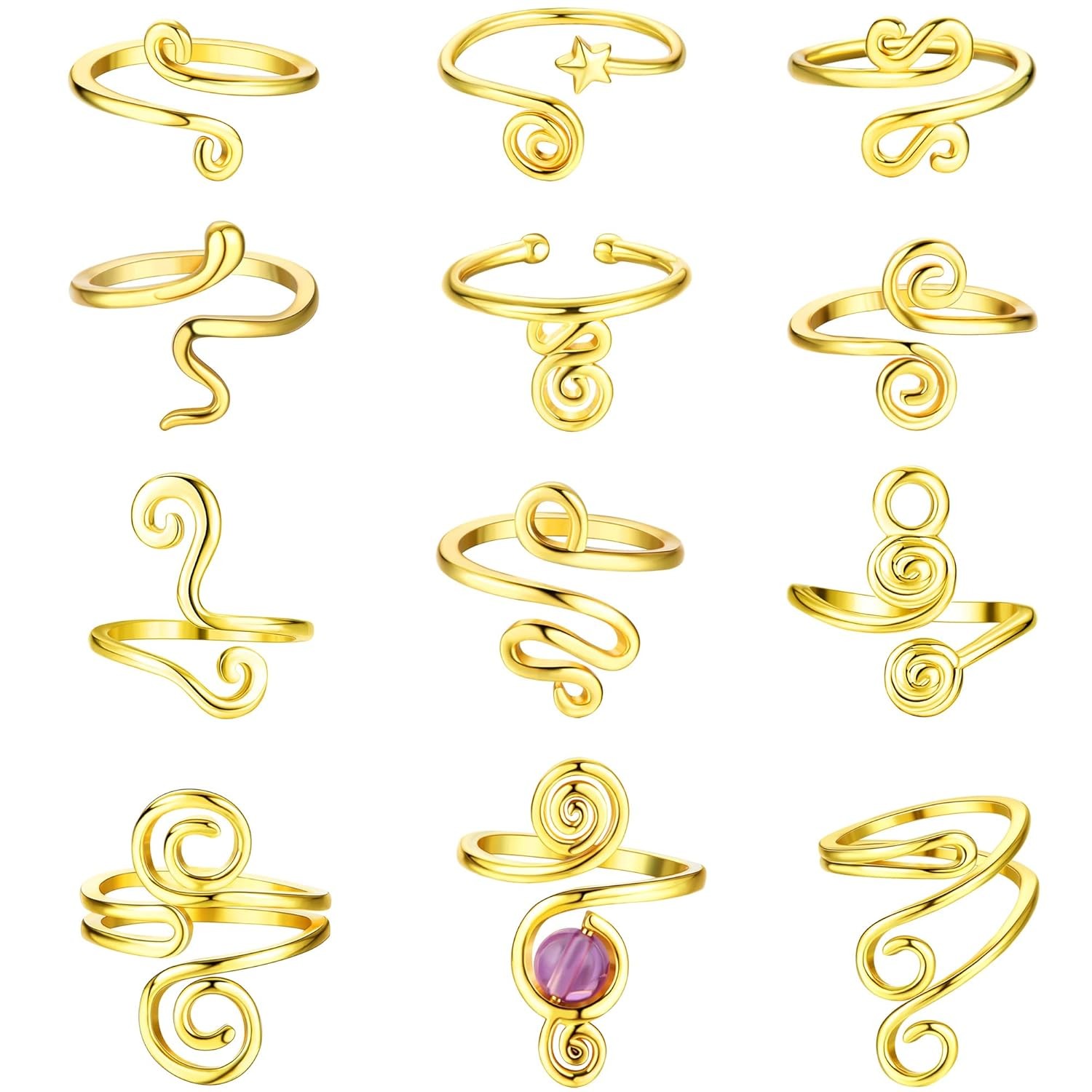 Adjustable 14K Gold Plated African Open Toe Rings for Women Summer