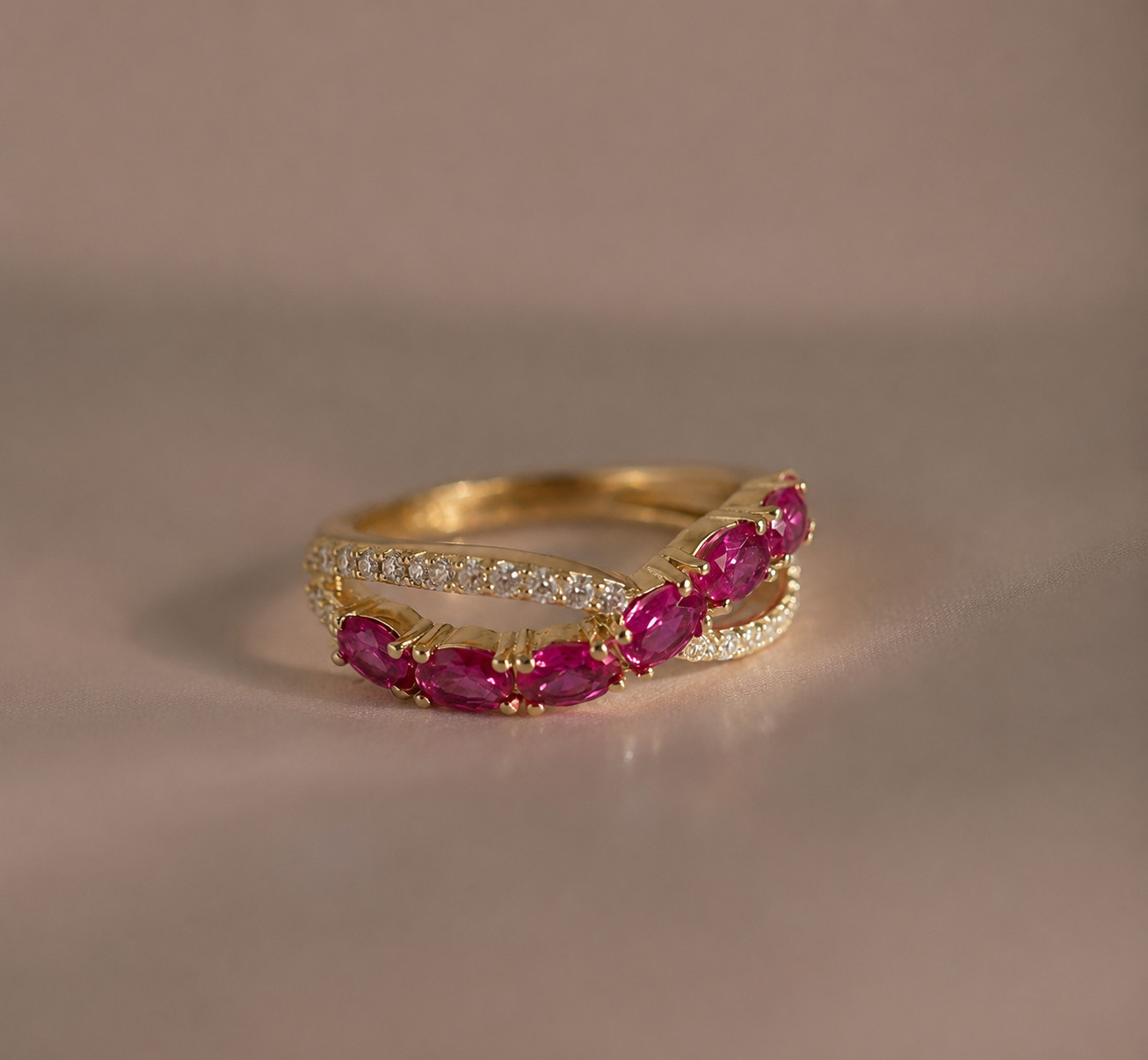 Noor Ring Gold Plated Ruby Pink Sapphire Emerald Blue Sapphire Gemstone jewelry