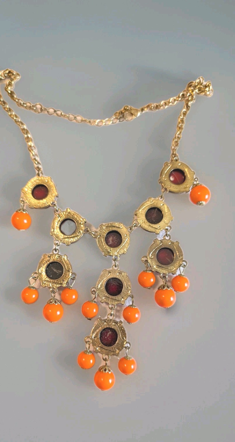 Beautiful Eye Catching Orange Formal, Casual, And Perfect Homecoming Necklace