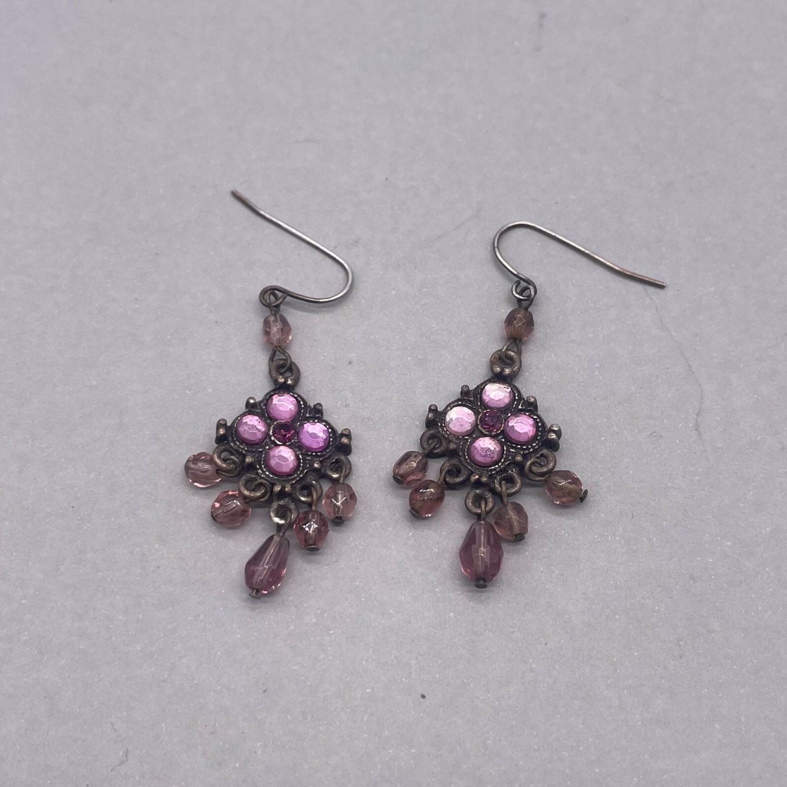 Beaded Crystal Dangle Drop Chandelier Hook Earrings Beachy Boho Travel Tropical