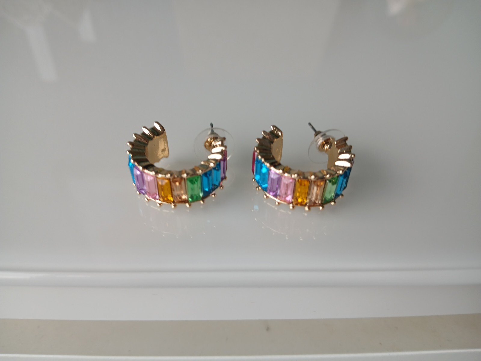 Multicoloured Chunky Hoop Earrings Statement New Stunning