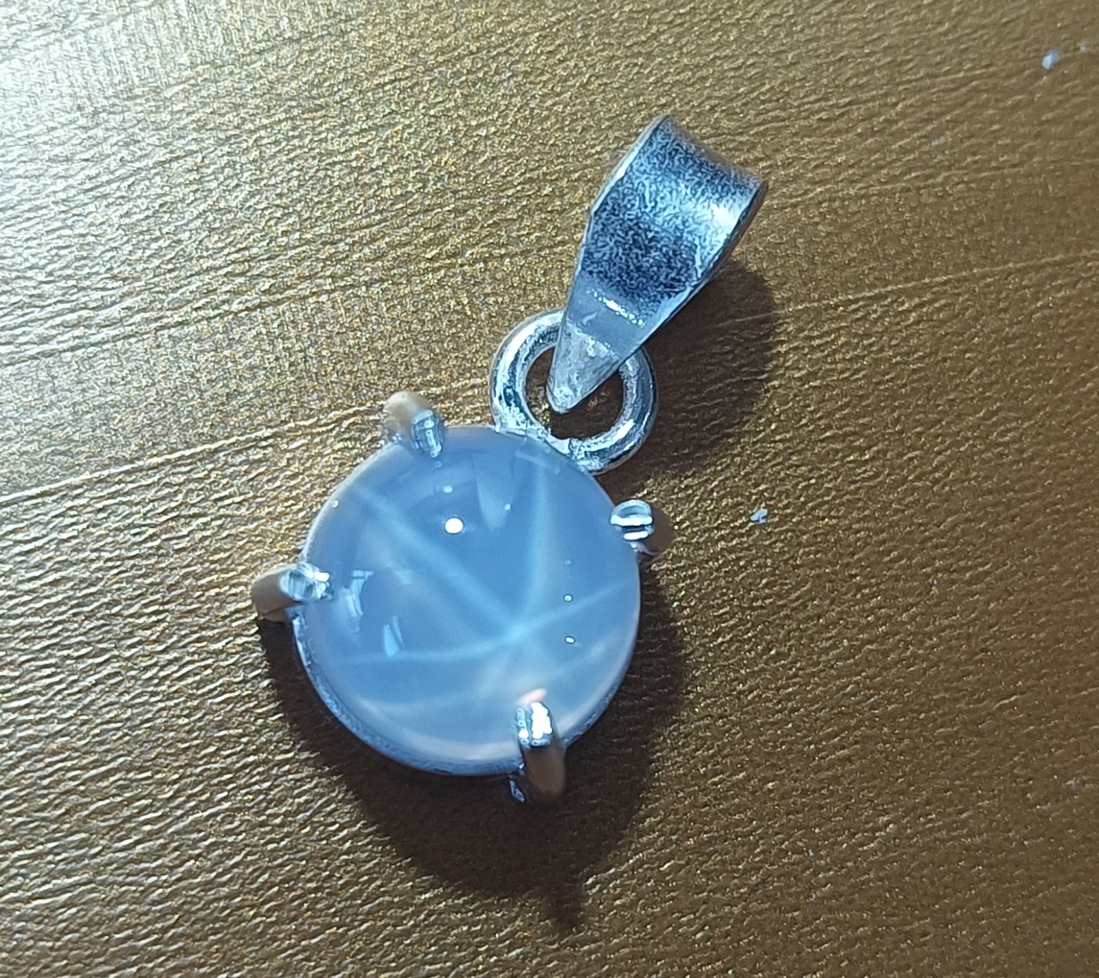 14.35 Ct Natural 6 Ray Star Sapphire Pendant in Silver Round Jewelry With Chain