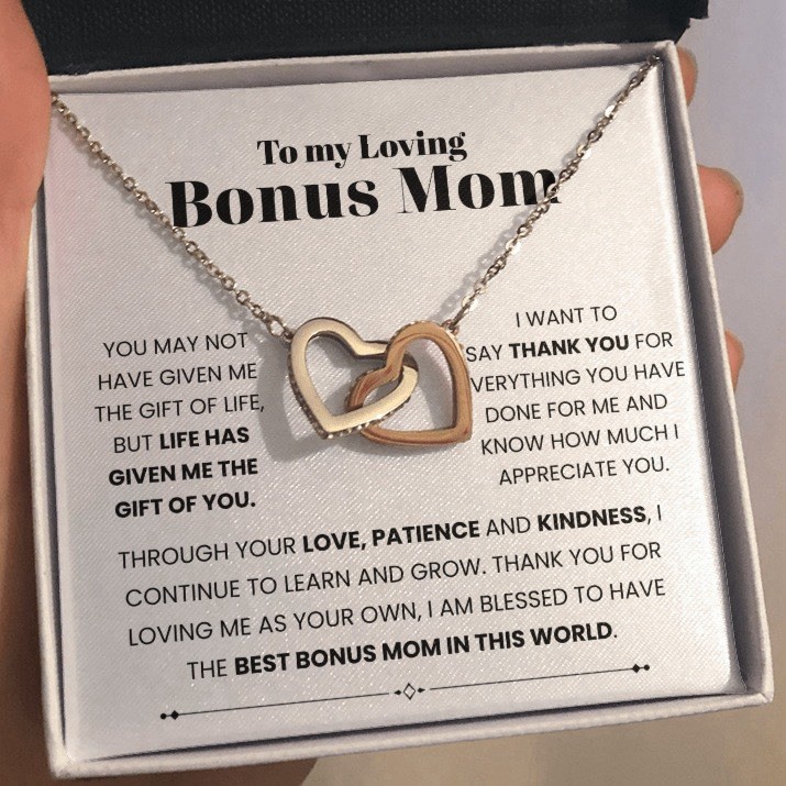 To My Bonus Mom linked hearts Necklace Meaningful Gift For birthday Mother’s Day
