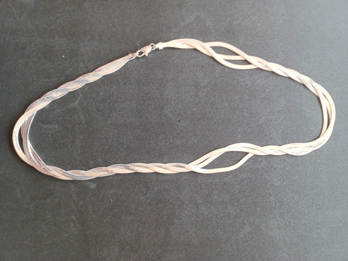 Vintage High-Shine Braided Herringbone Chain Necklace