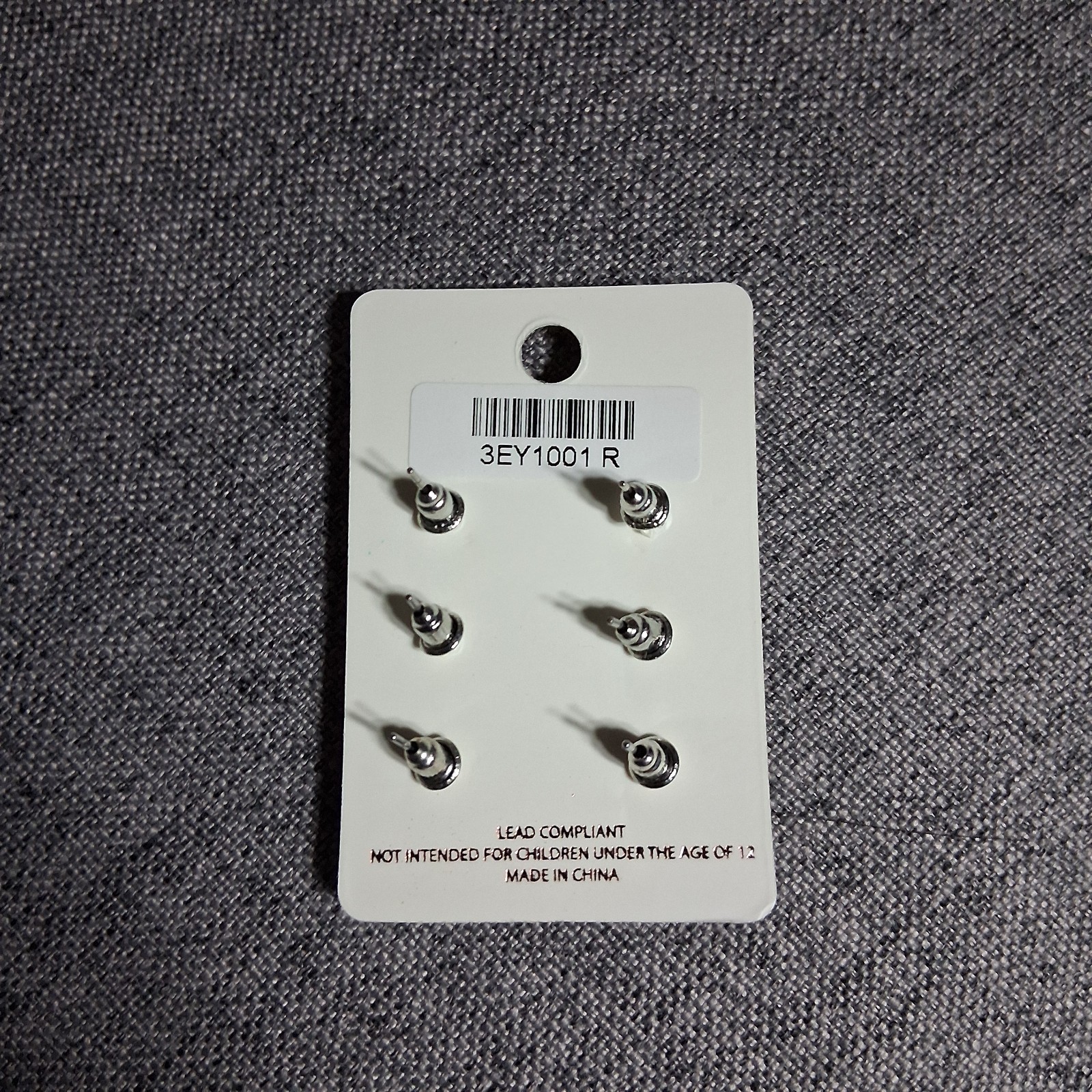 Carisma Collections 3 Pair Stud Earrings Lead Compliant Silver Tone Faux Pearl