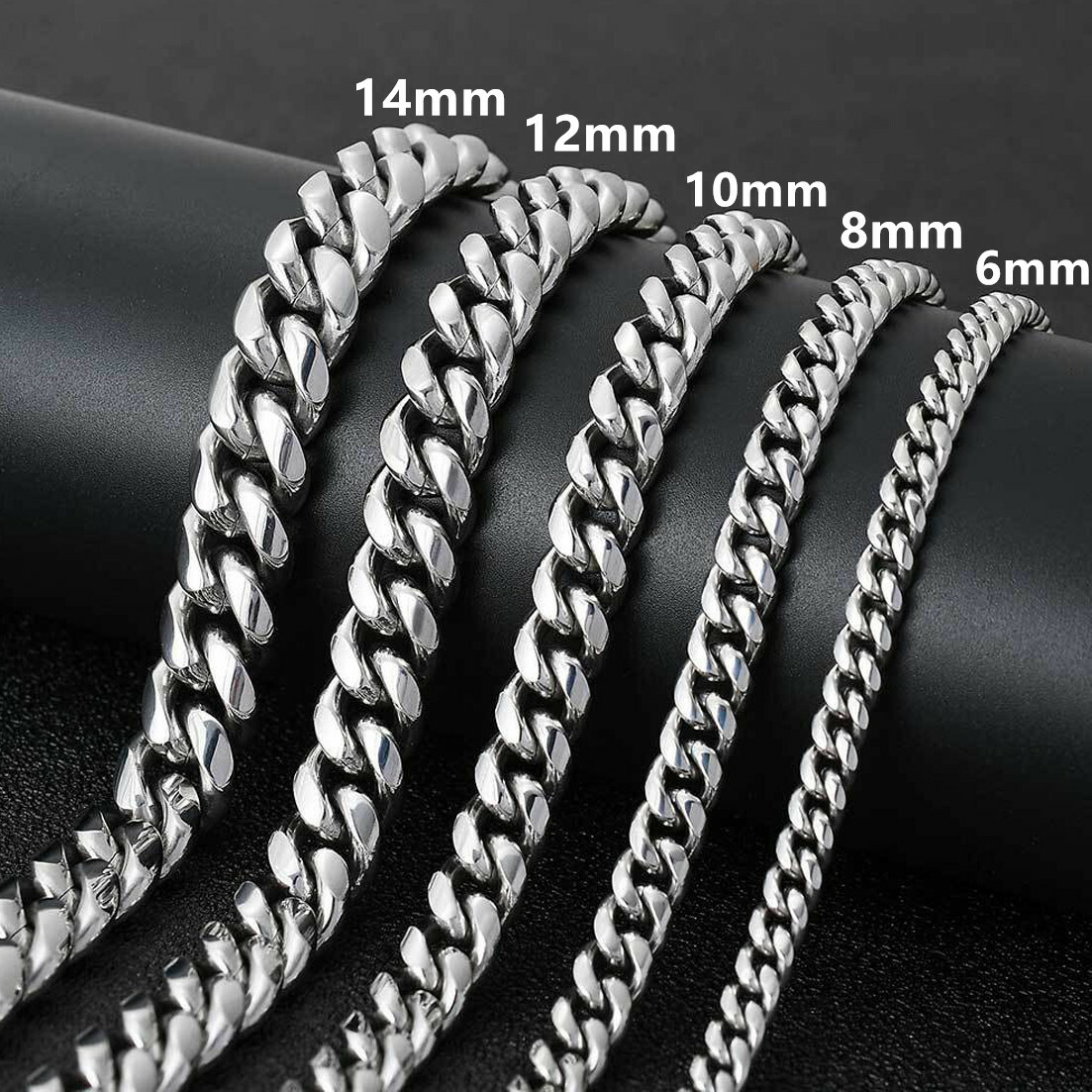 Fashion Mens Miami Cuban Link Bracelet or Chain Necklace Stainless Steel