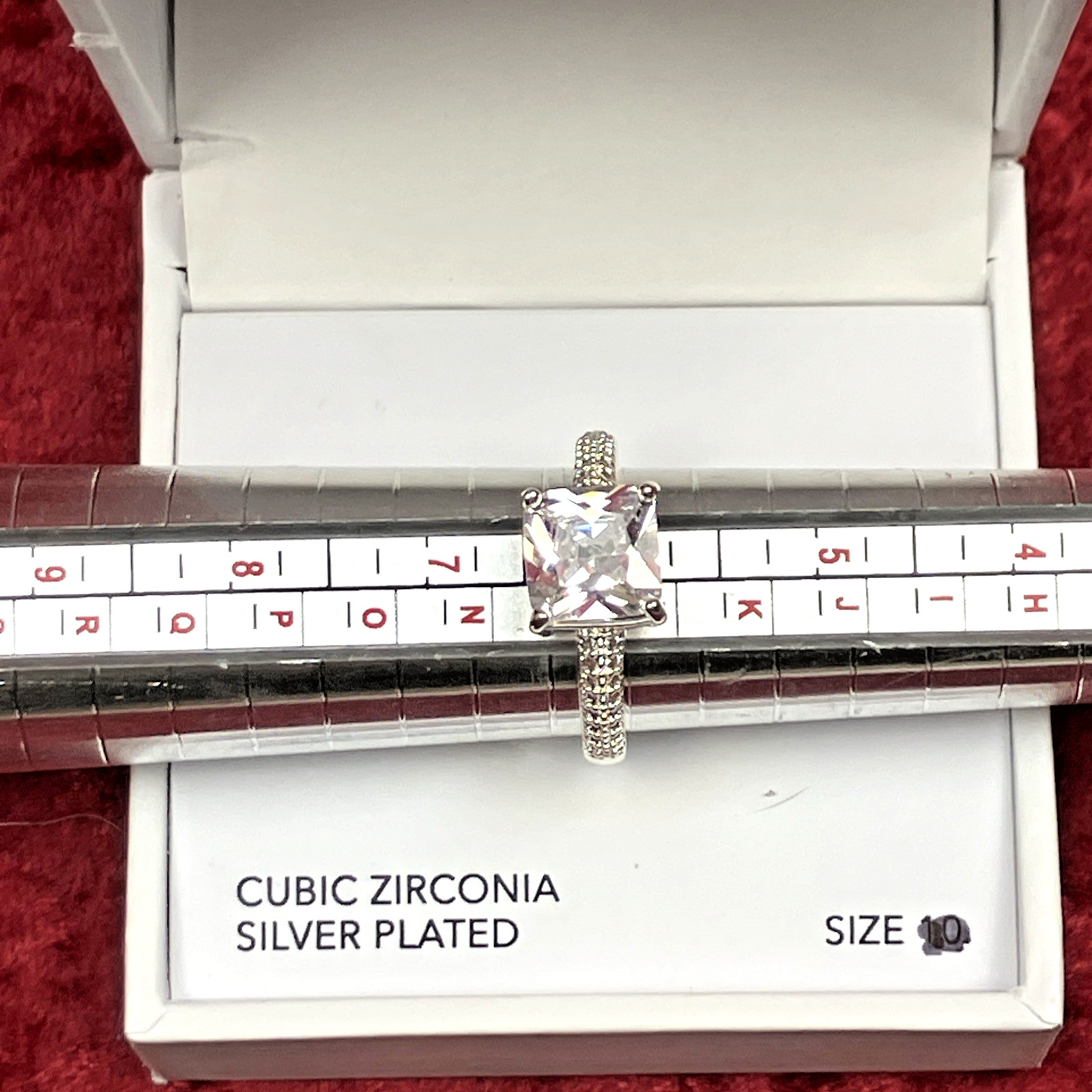 Charter Club CZ Silver Plated Split Halo Ring Sz 6 Open Box