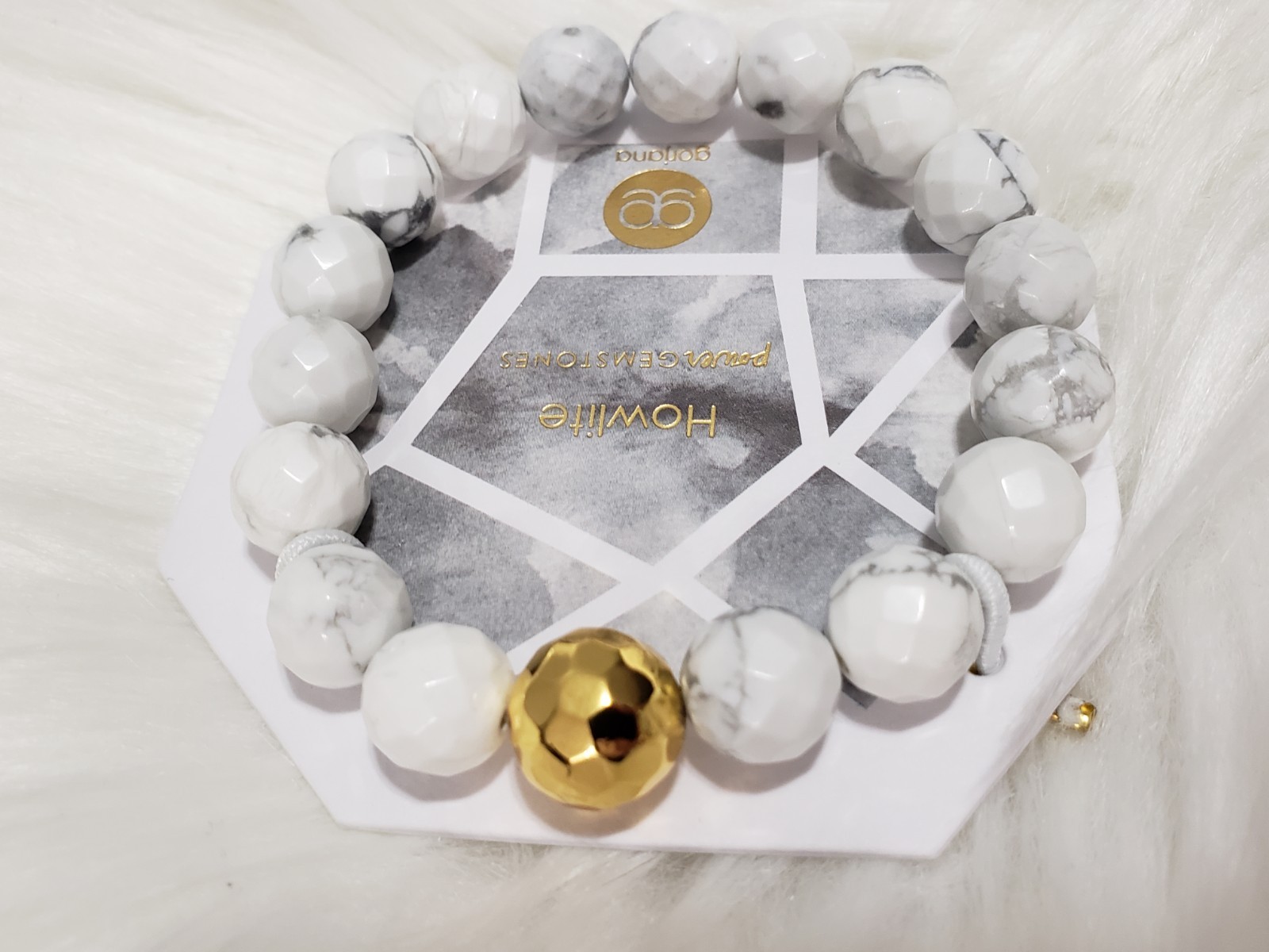 GORJANA Power Gemstone Bracelet STRETCH HOWLITE STRENGTH NWT 78.00 MSRP