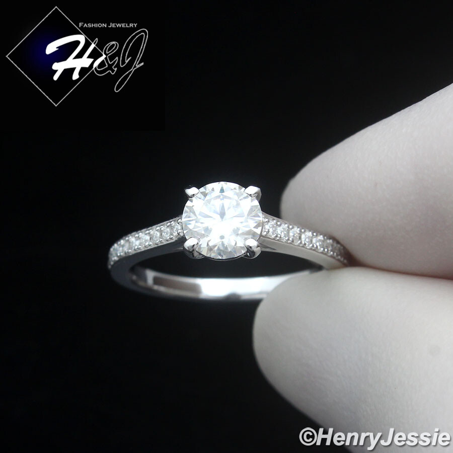 WOMEN SOLID 925 STERLING SILVER 1CT ROUND MOISSANITE ENGAGEMENT RING*MR229