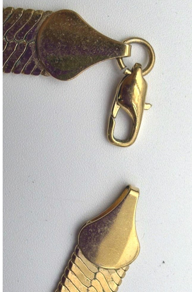 Vintage 14k Gold Plated Wide Herringbone Chain Necklace