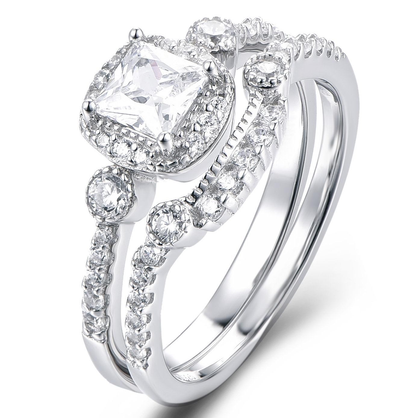 925 Sterling Silver Cz Wedding Band Engagement Rings Set Women Size 2.5-15 S67