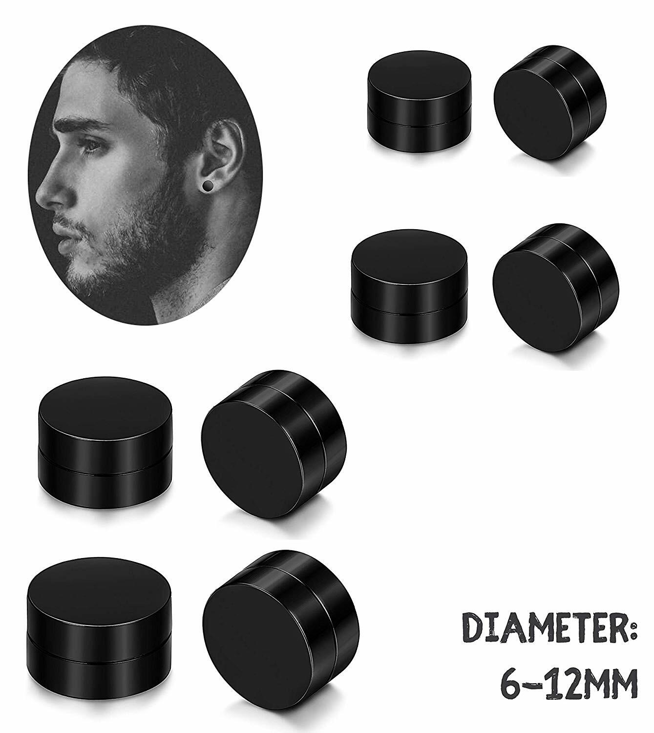Men Women Stainless Steel Stud Earrings Magnetic Ear Plugs Non-Piercing Clip On