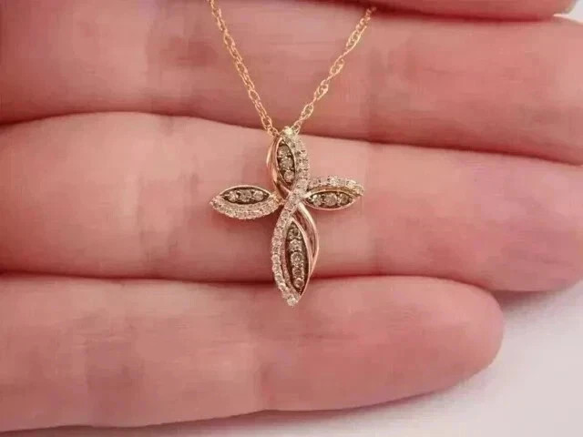 2 Ct Round Cut Simulated Brown Diamond Women’s Pendant 14K Rose Gold Plated
