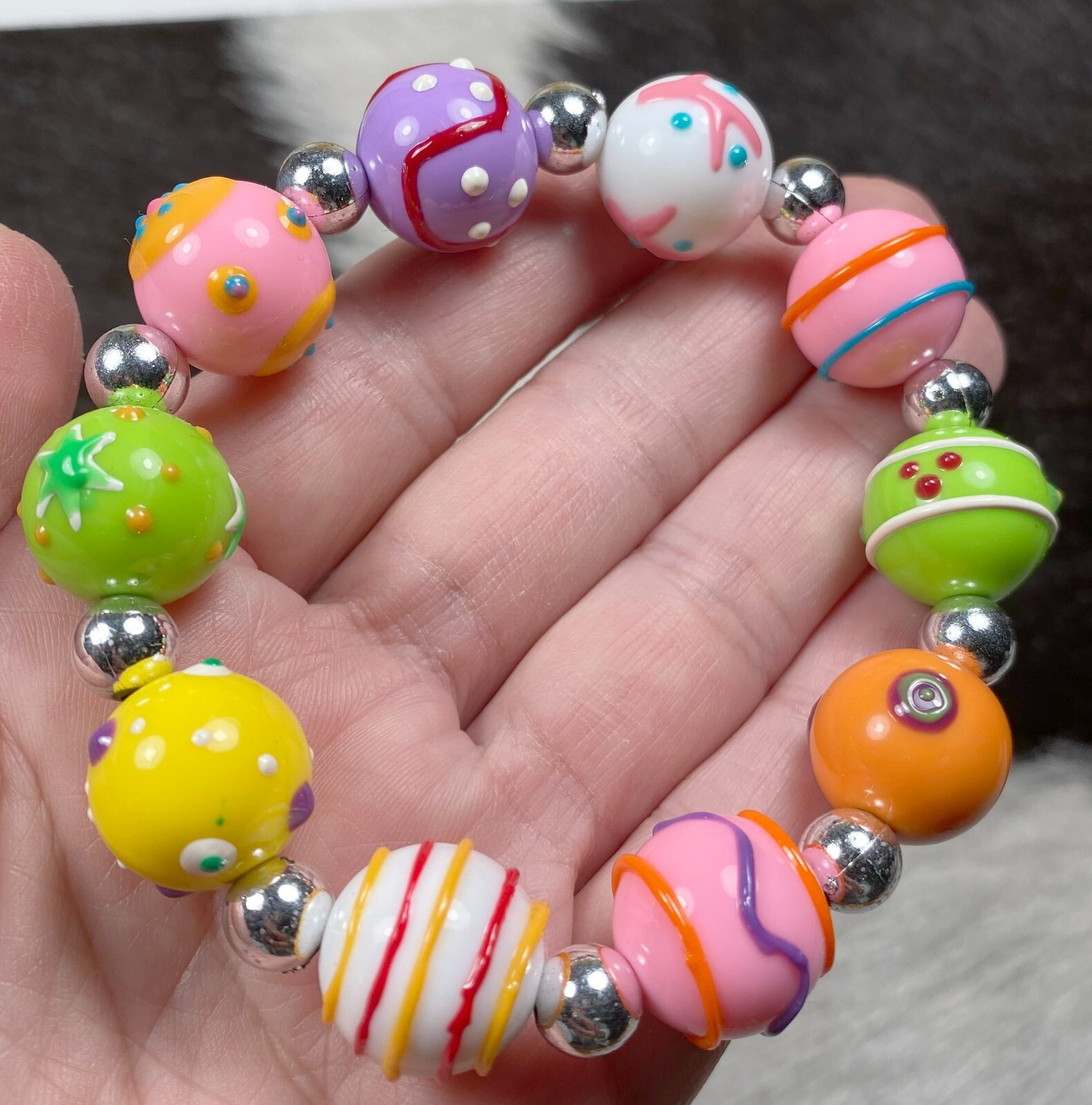 Easter Bracelets Spring Bracelet Colorful Egg Polka Dot Flowers Bracelets 6 pcs