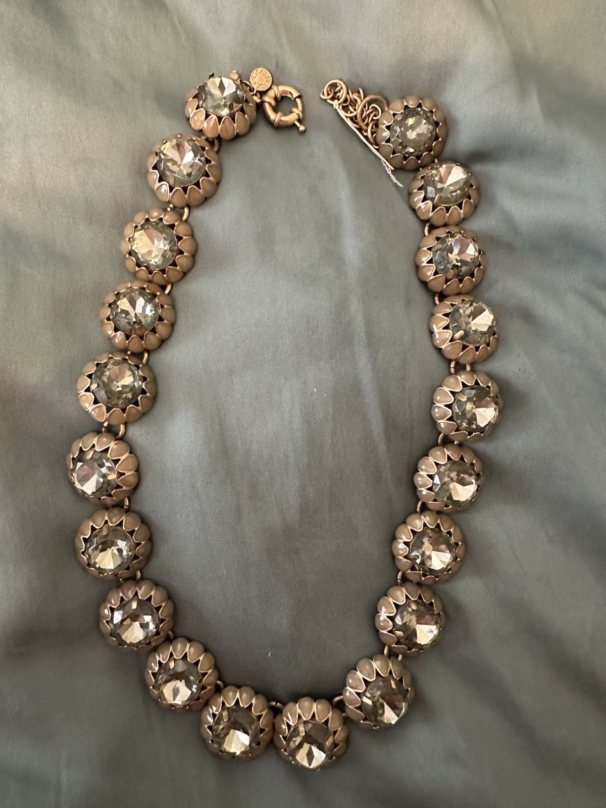 J. Crew Crystal Cupcake Statement Necklace Blue Rhinestone Enamel Gold Tone