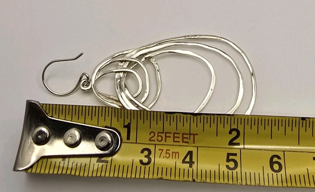 Silpada Sterling Silver 925 Hammered Loop Earrings 2″×1″ Signed Tested