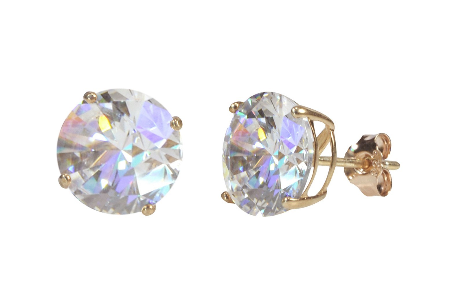 925 Sterling Silver Rose Gold Plated Round Cubic Zirconia CZ Stud Earrings