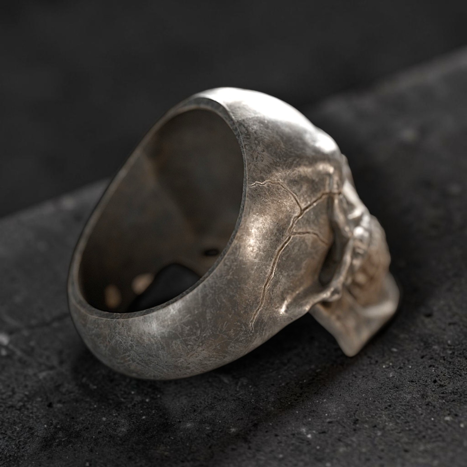 Sterling Silver Skull Ring, Gothic Biker Punk Rock Statement Jewelry