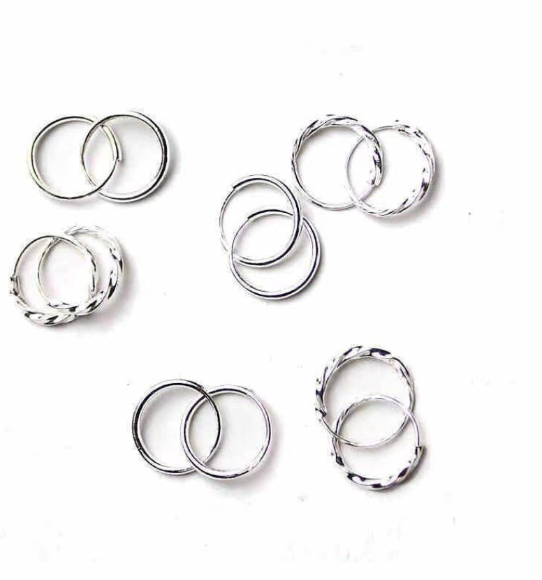 2Pcs SOLID STERLING SILVER PLAIN 1.2MM THICK ROUND ENDLESS HOOP 7-25MM Gift PE16