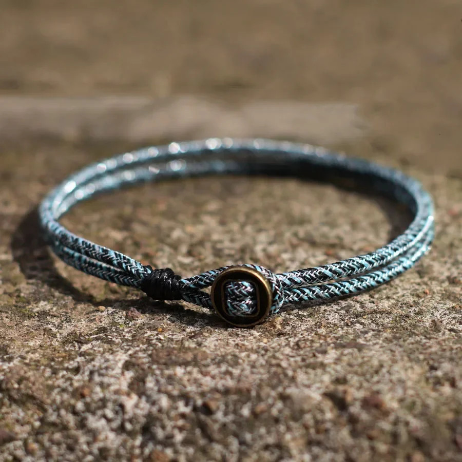NEW Novel Mens Bracelet With String Handmade Duoble Cord Braslet Easy Hook Wrap!