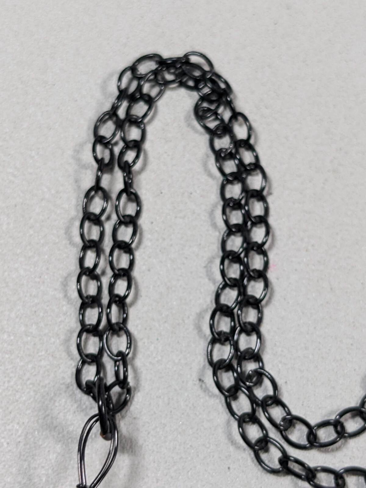 Black Metallic Wire Wrapped Clear Glass Pendant Necklace 16 inch