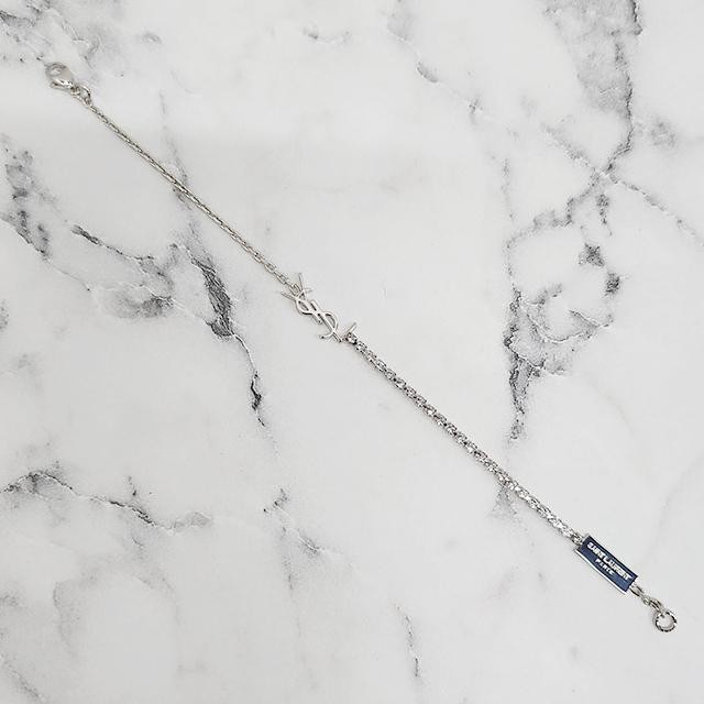 Saint Laurent YSL Cassandre Logo Rhinestone Bracelet