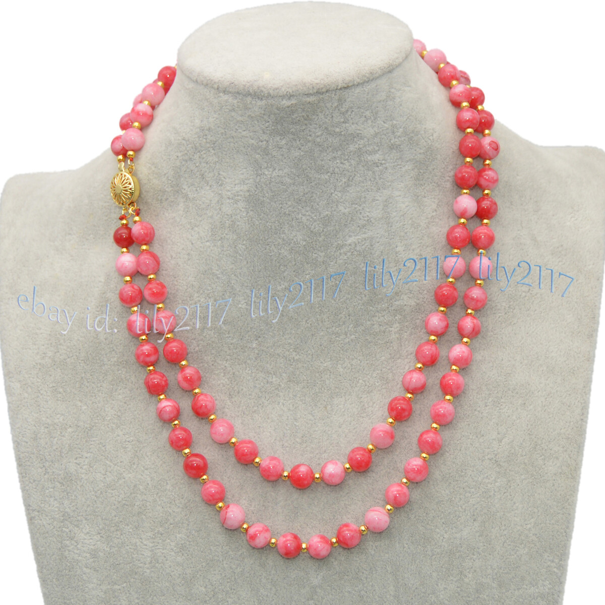 2 Rows 6/8/10/12mm Round Multicolor Jade Natural Gemstone Beads Necklace 18-19”
