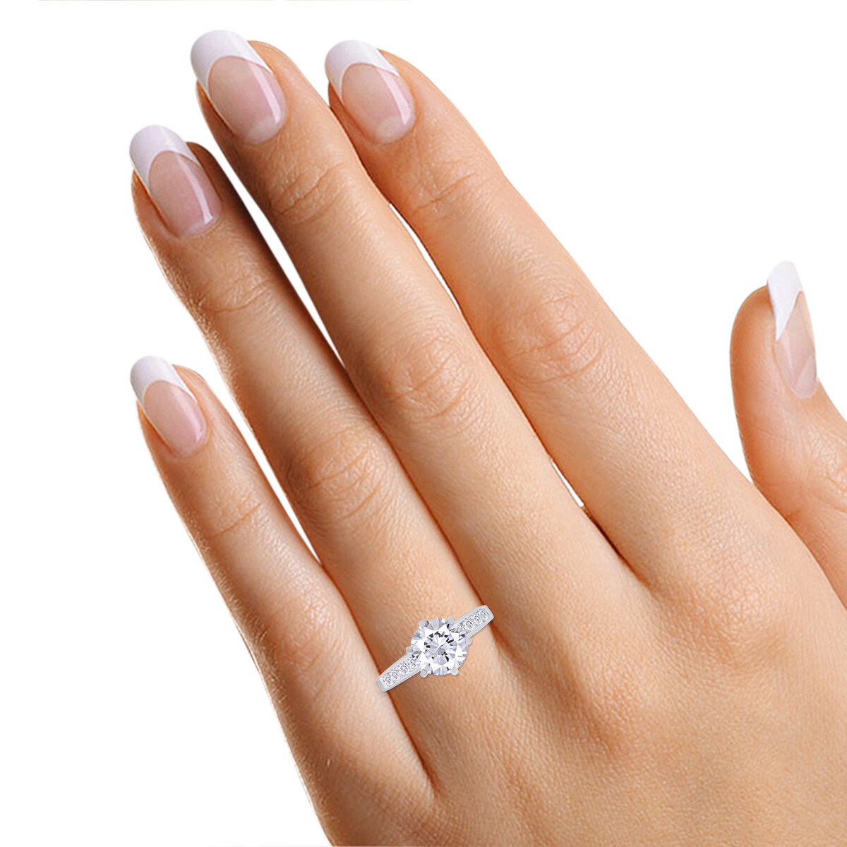 2.84 Ct Engagement Wedding Ring Simulated Diamond 14k White Gold Plated Silver