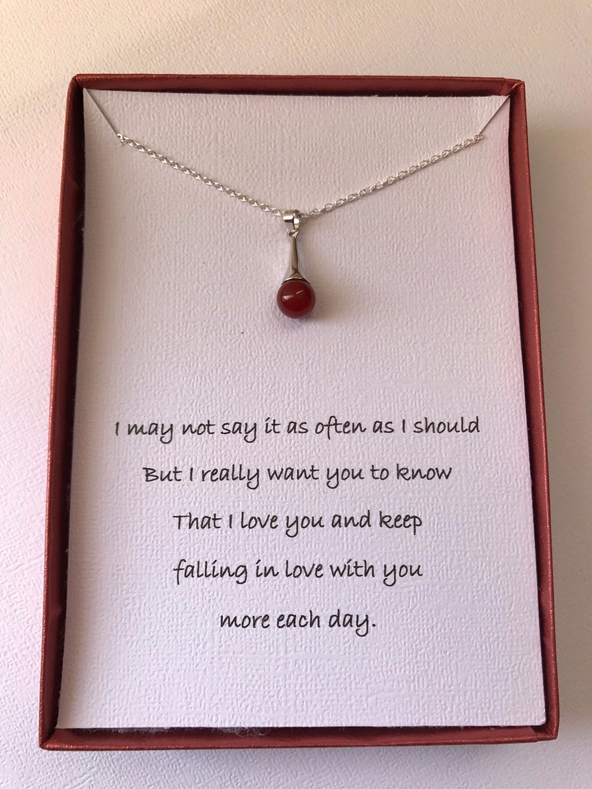 Silver Plated Natural Red/Black Stone Drop Pendant Necklace