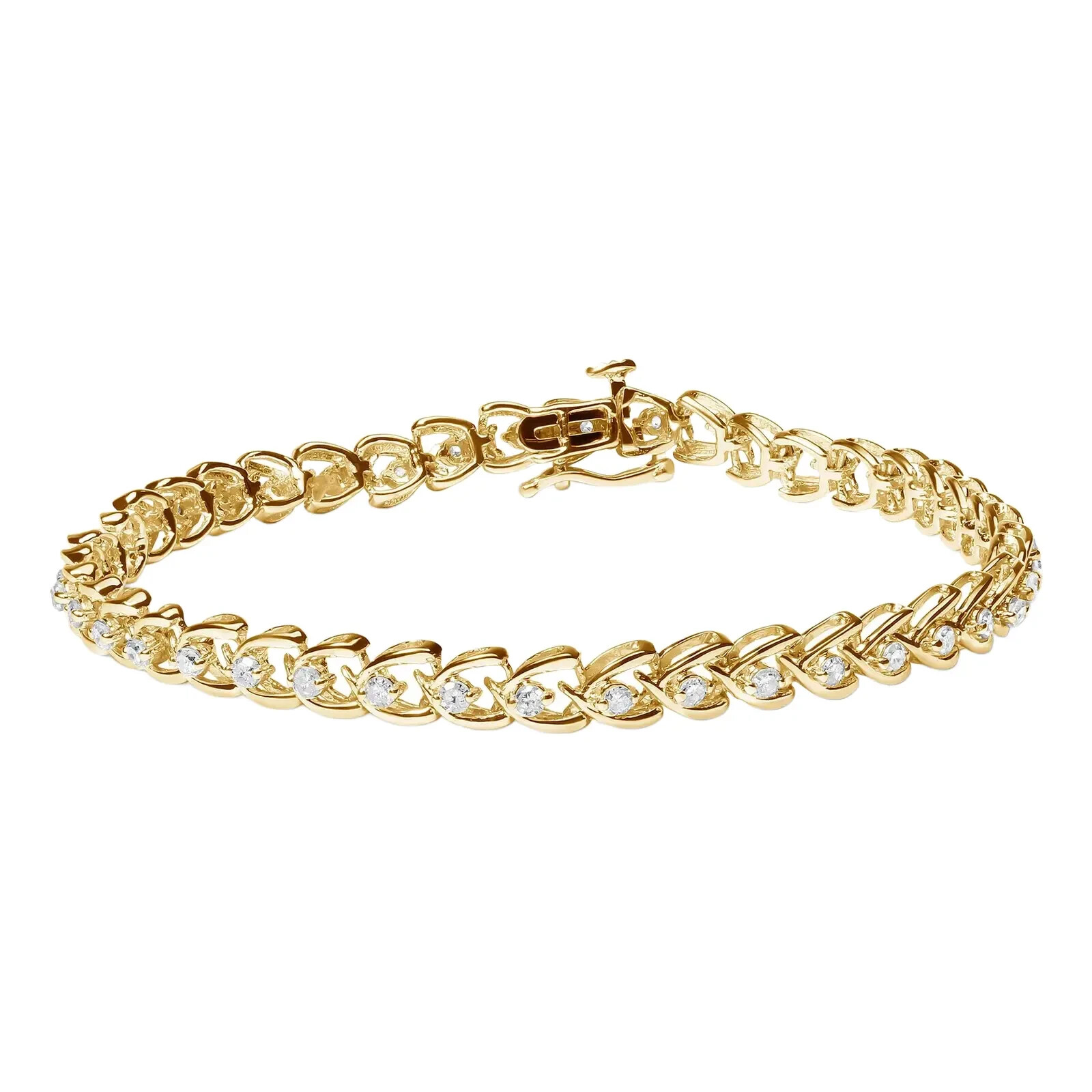 6.80 Ct Round Simulated Diamond 925 Yellow Sterling Silver Tennis Link Bracelet