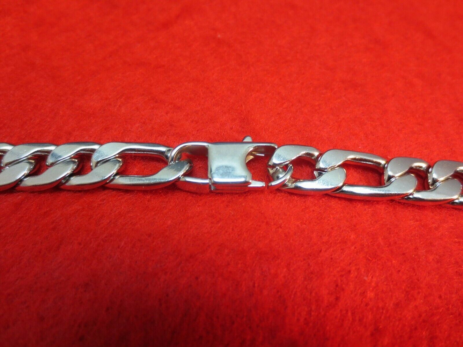 26″ 10MM STAINLESS STEEL SILVER 10MM FIGARO NECKLACE W/SPECIAL CLASP WAS $15.95