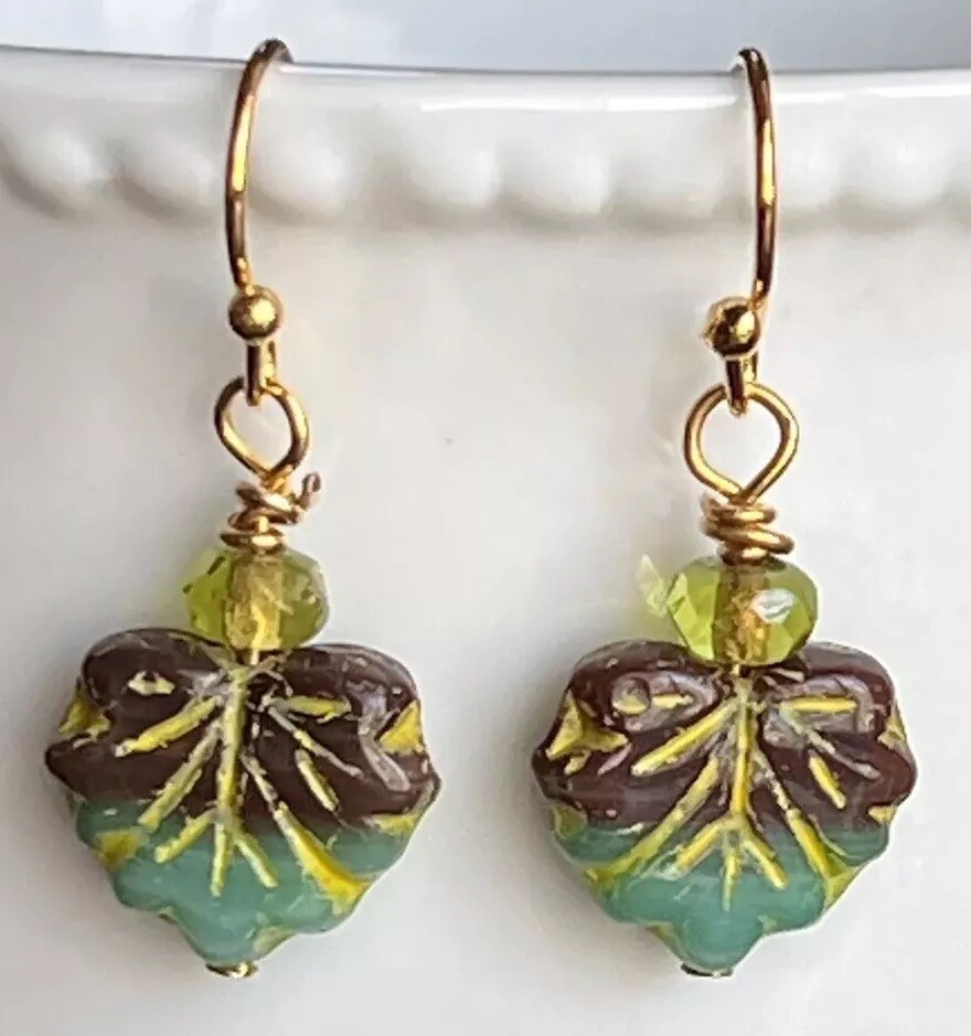 Gold with Green and Brown Leaves. Fall. Autumn